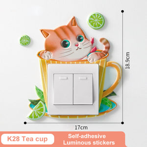 Light switch Luminous Sticker with adorable animals