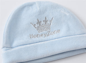 Honey Zone crown 3 piece rompers set with Breathable Soft Cotton Pajamas, Hat and Gloves