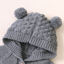 Load image into Gallery viewer, Woven fabric warm footie with hat and ears, can be used as a towel after bath to dry and warm.
